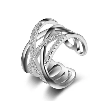 XIYANIKE korėjos Stiliaus 925 Sterling Silver Atidarymas Žiedai Kelių sluoksnis Papuošalai Mozaikos Cirkonis Žiedai Moterims 2019 Naują Dovanų Vestuvių
