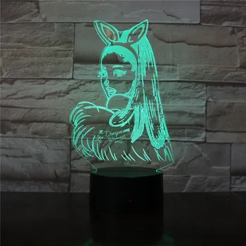 Įžymybė Dainininkas Ariana Grande Plakatas 3D Led Nakties Šviesos Katė Mergina Gerbėjų Dovana Patalpų Kambarys Šalis Dekoro naktinė lempa stalinė Lempa