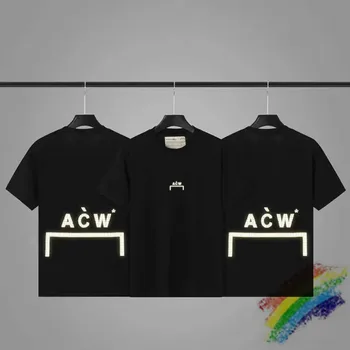 Šviesą atspindinčios ACW A-ŠALTA-SIENOS* Marškinėliai 1:1 Aukštos Kokybės Didelis Logotipas ŠALTOS SIENOS T-Shirt Juoda Balta ACW Viršuje Tee